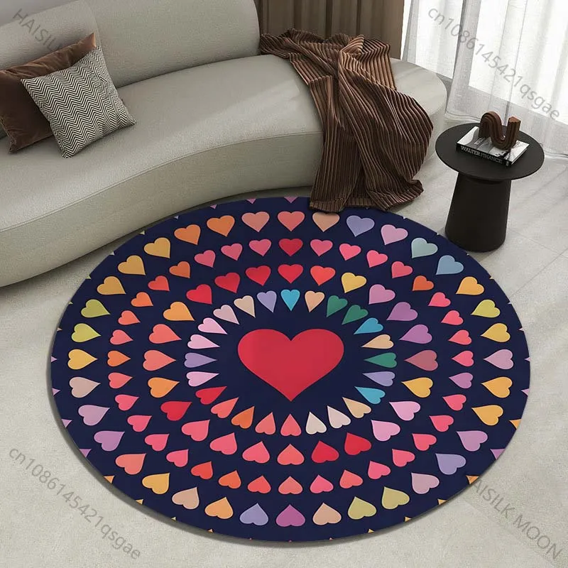 Multiple sizes Colorful heart pattern Print Round Carpet Living Room Bedroom Table Chair Sofa Decorative Carpet Luxury gifts
Multiple sizes Colorful heart pattern Print Round Carpet Living Room Bedroom Table Chair Sofa Decorative Carpet Luxury gifts
