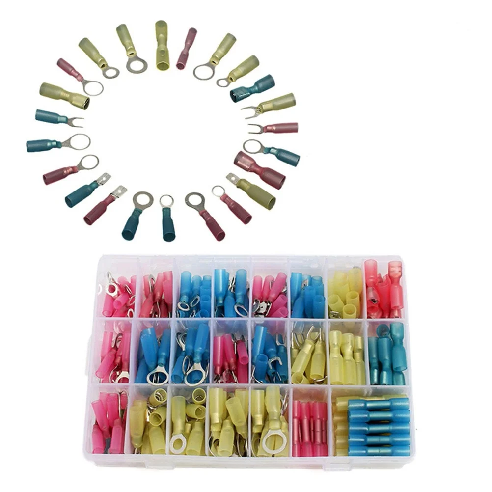 240pcs Waterproof Terminal Box Wire Connectors Heat Shrinkable Terminals Butt Spade Fork Ring Hook Disconnect Marine Automotive
240pcs Waterproof Terminal Box Wire Connectors Heat Shrinkable Terminals Butt Spade Fork Ring Hook Disconnect Marine Automotive