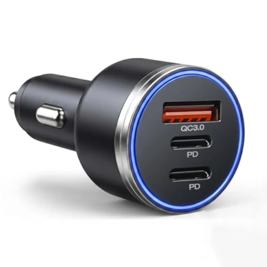 67W USB C Car Charger, 3-Port Fast Car Charger Adapter with PD 36W Independent + PD 30W Shared + QC3.0 18W, Compact Cigarette L
67W USB C Car Charger, 3-Port Fast Car Charger Adapter with PD 36W Independent + PD 30W Shared + QC3.0 18W, Compact Cigarette L