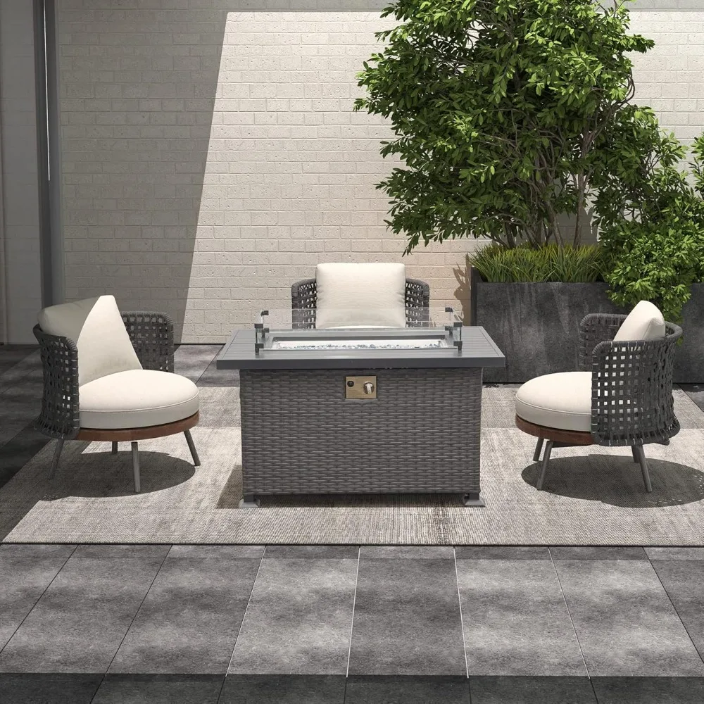 43in Propane Fire Pit, 50,000 BTU Gas Fire Pit Table with Lid, Glass Rocks, ETL Certification, Classic Firepit with Rattan
43in Propane Fire Pit, 50,000 BTU Gas Fire Pit Table with Lid, Glass Rocks, ETL Certification, Classic Firepit with Rattan