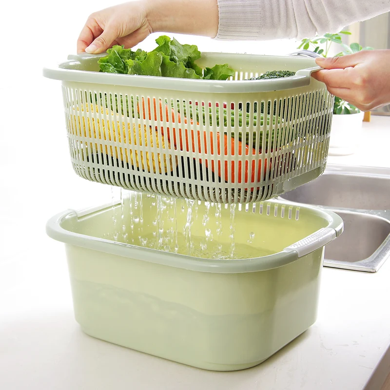 Multi-Functional Kitchen Drain Basket Living Room Double Layer Plastic Vegetable Washing Basin Home Use Rectangular Fruit Tray
Multi-Functional Kitchen Drain Basket Living Room Double Layer Plastic Vegetable Washing Basin Home Use Rectangular Fruit Tray