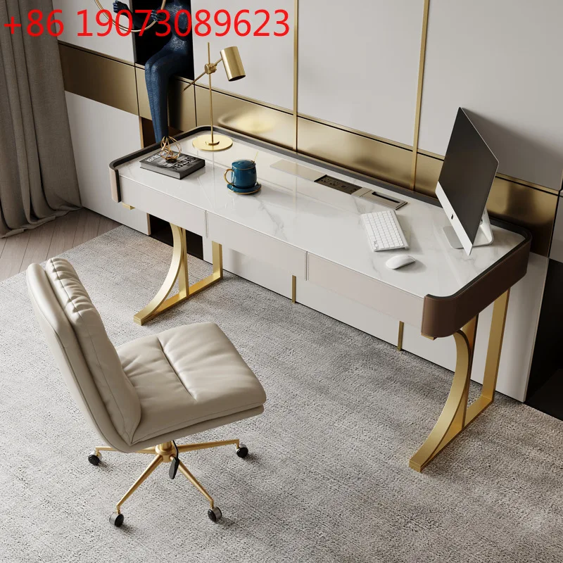 Italian slate desk, saddle leather desk, high-end light luxury study, writing desk
Italian slate desk, saddle leather desk, high-end light luxury study, writing desk