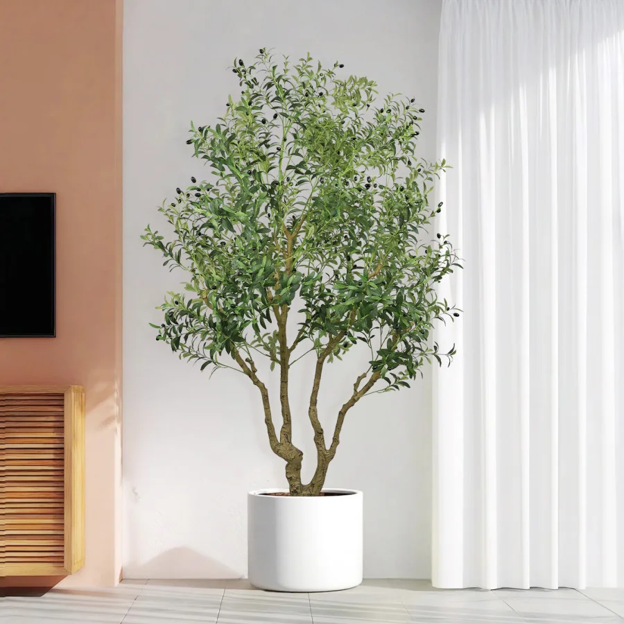 8FT Tall Artificial Olive Tree - Large Faux Potted Tree with Natural Trunk and Lifelike Olive Leaves and Fruit Elegant Indoor/O
8FT Tall Artificial Olive Tree - Large Faux Potted Tree with Natural Trunk and Lifelike Olive Leaves and Fruit Elegant Indoor/O