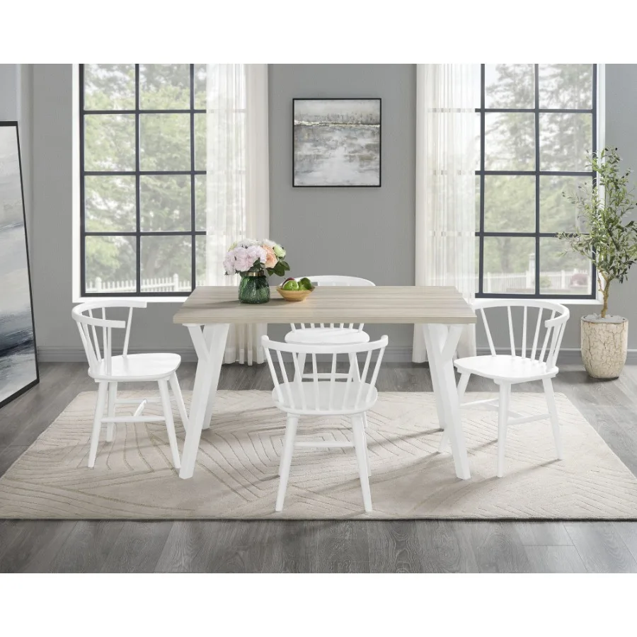 Roundhill Alwynn White and Natural Wood 5piece Dining Set Dining Table with 4 Windsor Chairs
Roundhill Alwynn White and Natural Wood 5piece Dining Set Dining Table with 4 Windsor Chairs