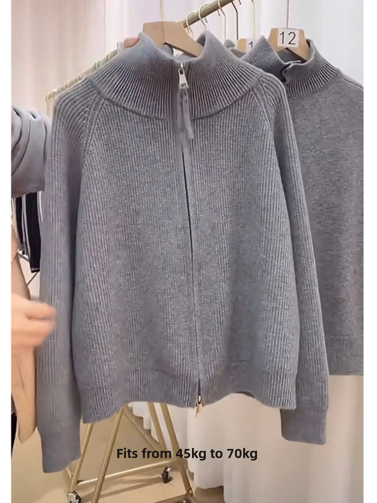 Women's Loose High Collar Knitted Sweater Coat Zipper Casual Spring Outerwear Faionable Versatile Long Sve Base Layer
Women's Loose High Collar Knitted Sweater Coat Zipper Casual Spring Outerwear Faionable Versatile Long Sve Base Layer