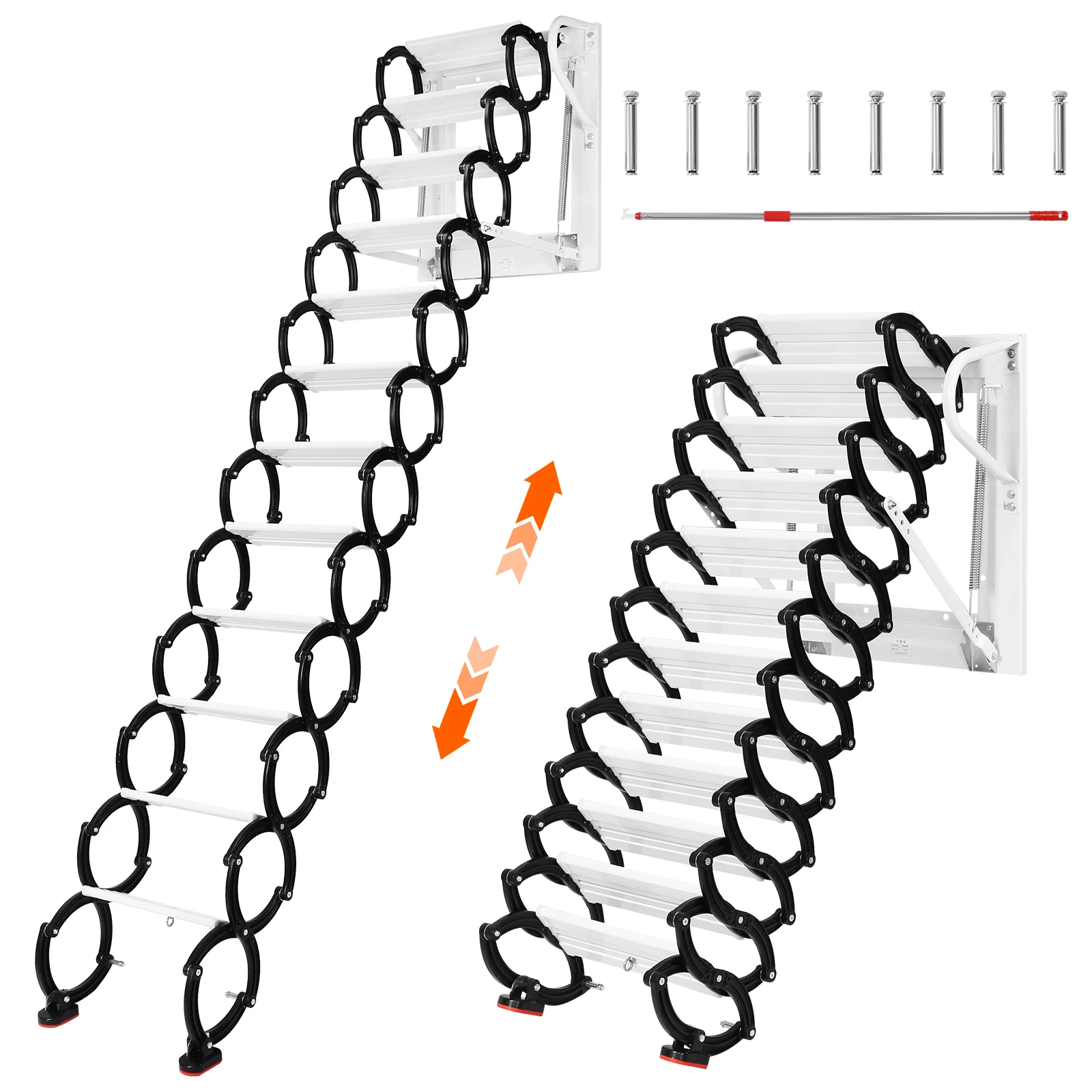 12 Steps Pull Down Attics Ladder Up To 600lbs Retractable Loft Ladder with Anti-Slip Steps 11.2ft for Indoor Outdoor
12 Steps Pull Down Attics Ladder Up To 600lbs Retractable Loft Ladder with Anti-Slip Steps 11.2ft for Indoor Outdoor