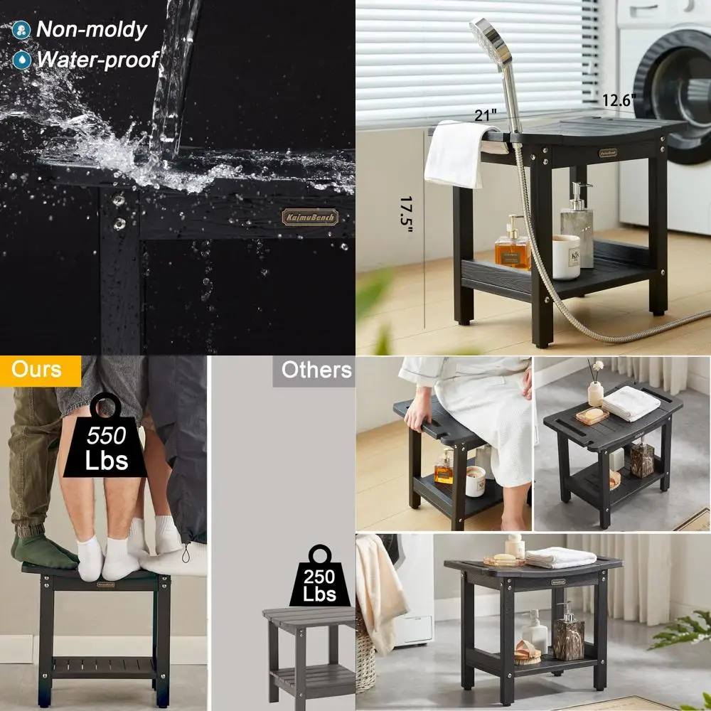 Adjustable Shower Bench for Legs Shaving, Waterproof Seat with Handles and Shower Head Holder, Non-Slip Shower Chair, Black Show
Adjustable Shower Bench for Legs Shaving, Waterproof Seat with Handles and Shower Head Holder, Non-Slip Shower Chair, Black Show