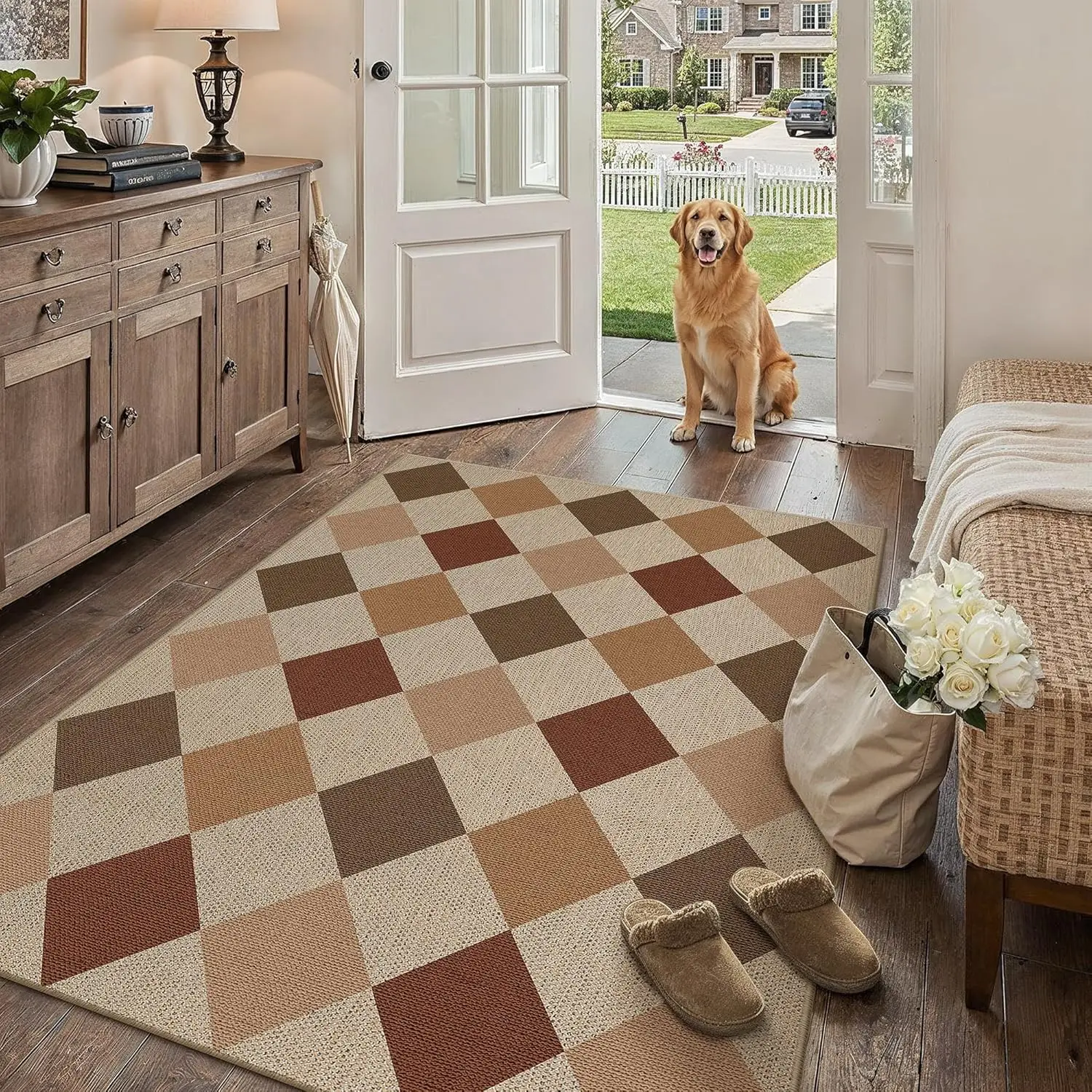 4x6 Checkered Easy Jute Area Rug for Living Room Checkerboard Washable Indoor Outdoor Carpet Farmhouse Patio Office Mat Geome
4x6 Checkered Easy Jute Area Rug for Living Room Checkerboard Washable Indoor Outdoor Carpet Farmhouse Patio Office Mat Geome