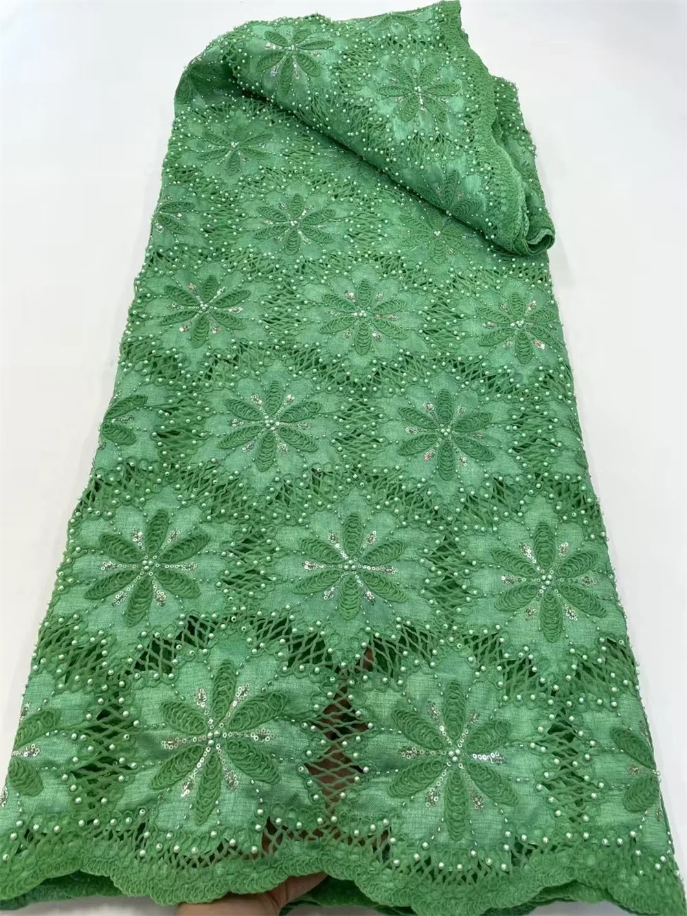 New Nigerian Chiffon Lace Fabric 2025 High Quality 5Yard Tulle Luxury French African Beaded Lace Fabric for Wedding Dress Q469-1
New Nigerian Chiffon Lace Fabric 2025 High Quality 5Yard Tulle Luxury French African Beaded Lace Fabric for Wedding Dress Q469-1