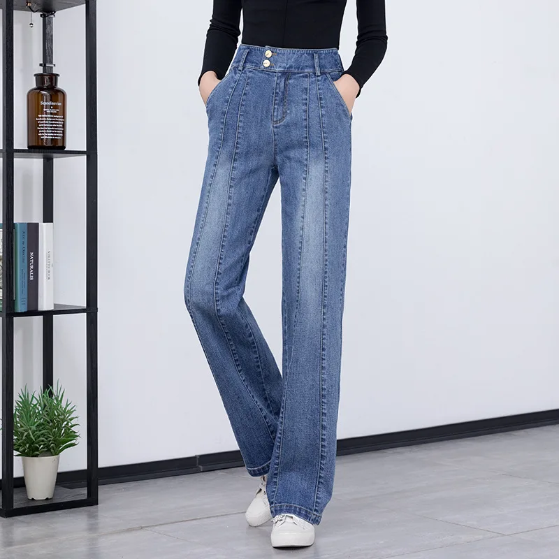 Ladies Wide Leg Straight Striped Stretchy Jeans Autumn Winter Thicken Warm Denim Jeans Korean Fashion High Waist S To 5XL
Ladies Wide Leg Straight Striped Stretchy Jeans Autumn Winter Thicken Warm Denim Jeans Korean Fashion High Waist S To 5XL