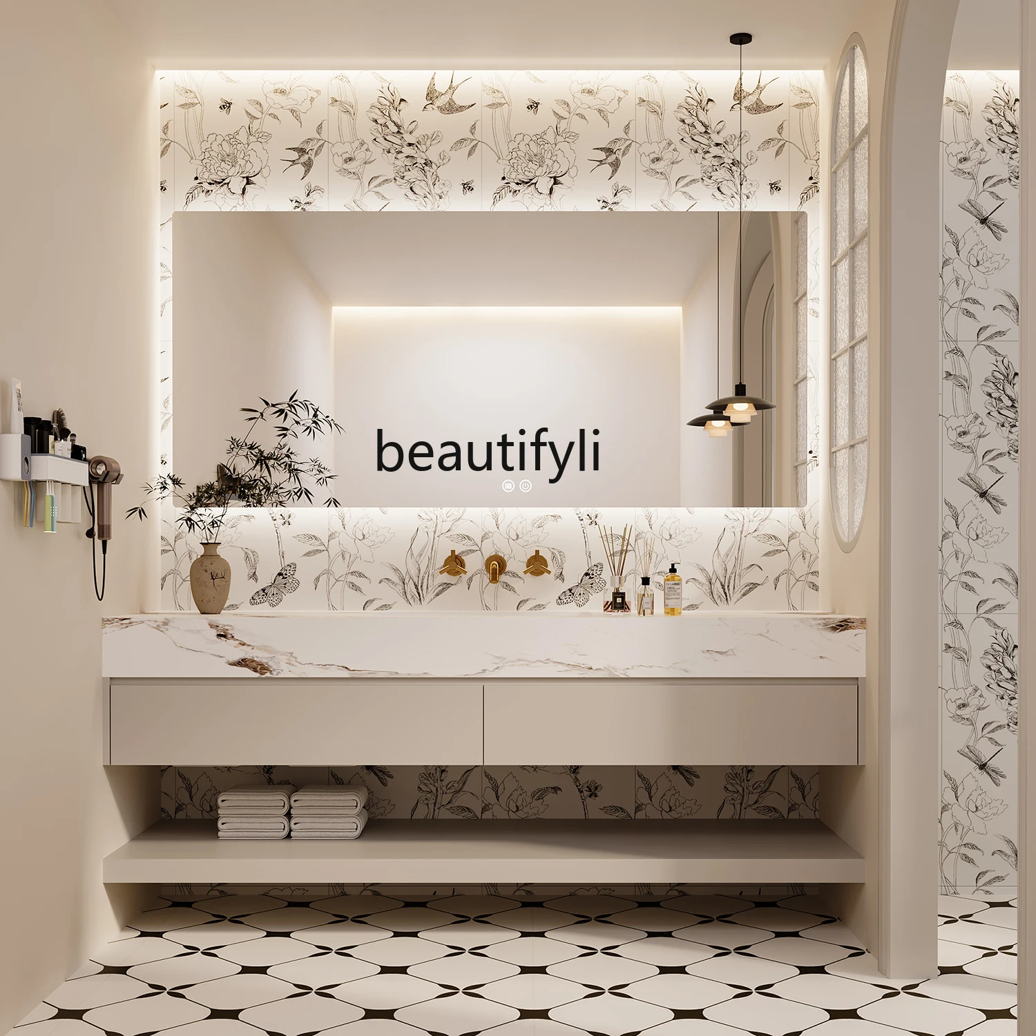 Light luxury rock slab seamless ceramic integrated basin bathroom cabinet combination, solid wood waterproof smart washing table
Light luxury rock slab seamless ceramic integrated basin bathroom cabinet combination, solid wood waterproof smart washing table