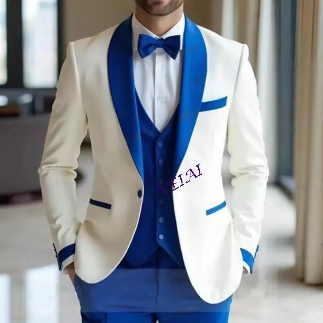 CustomizedWhite And Blue Business Formal Occasion Men Suit Groom Groomsman Wedding Party Prom Male Tuxedos 3 Piece Set Blazer Ve
CustomizedWhite And Blue Business Formal Occasion Men Suit Groom Groomsman Wedding Party Prom Male Tuxedos 3 Piece Set Blazer Ve