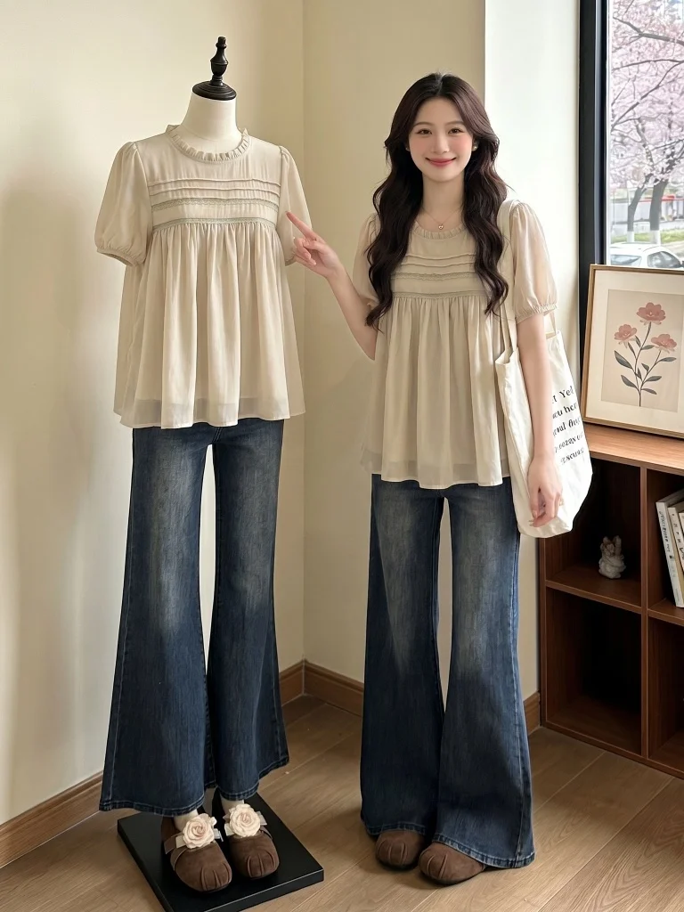 Slimming Thin Short Sleeve Shirt Women's Style Korean Version Commute Fashion Big Size Fat MM Doll Shirt Casual Top
Slimming Thin Short Sleeve Shirt Women's Style Korean Version Commute Fashion Big Size Fat MM Doll Shirt Casual Top