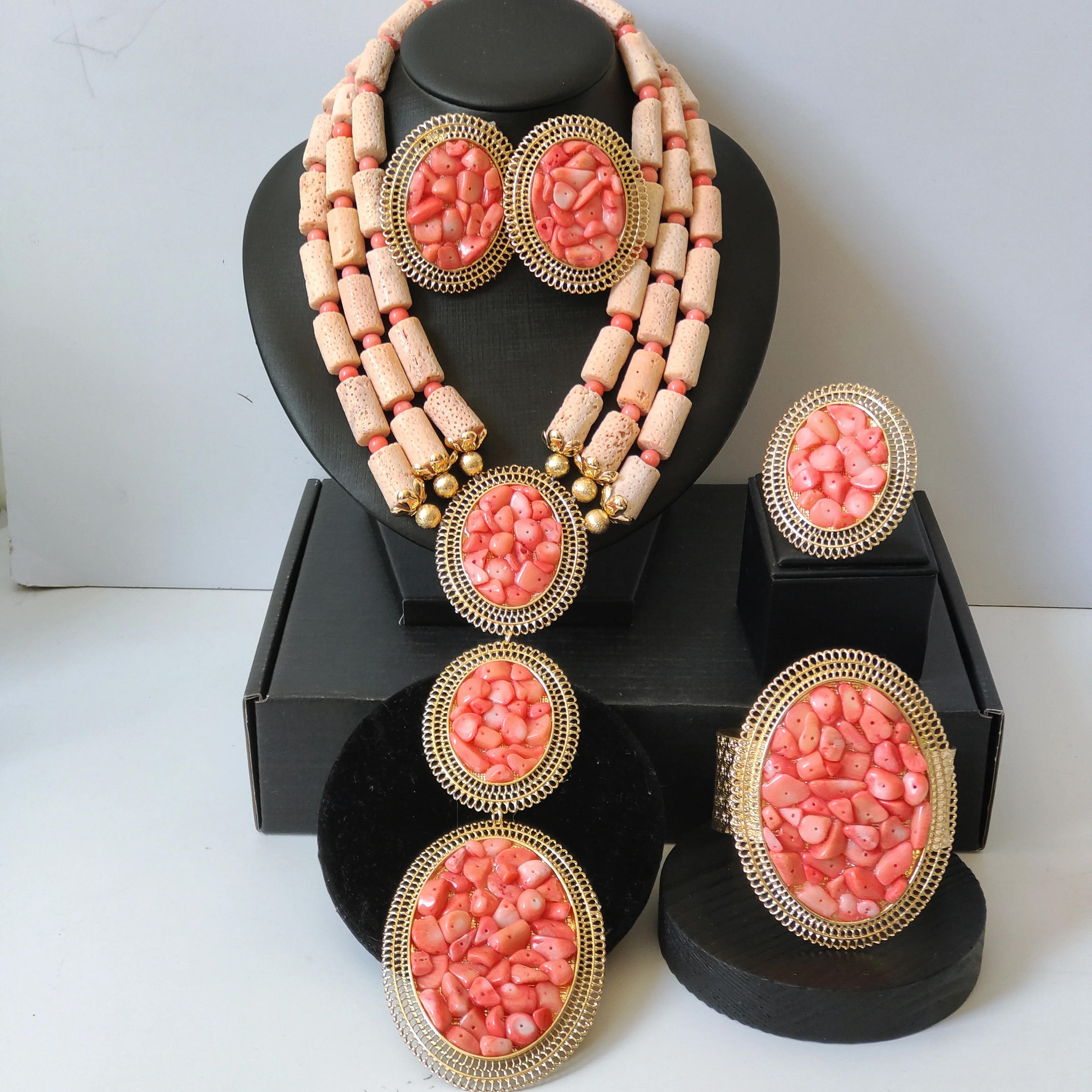 Pink African Nigerian Wedding Coral Beaded Jewelry Necklace Sets for Woman
Pink African Nigerian Wedding Coral Beaded Jewelry Necklace Sets for Woman