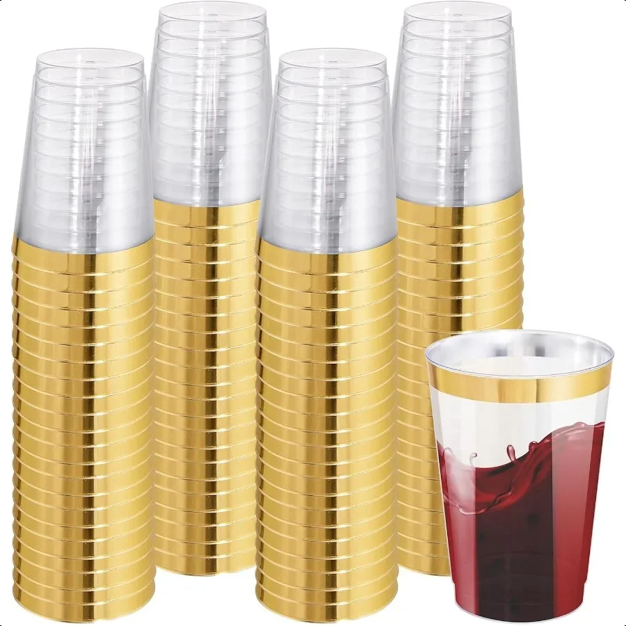100 Pack 12 oz Gold Plastic Cups Gold Rimmed Cups Wine Glasses Cocktail Glasses Premium Cup with Golden Rim 12 Ounce Plastic
100 Pack 12 oz Gold Plastic Cups Gold Rimmed Cups Wine Glasses Cocktail Glasses Premium Cup with Golden Rim 12 Ounce Plastic