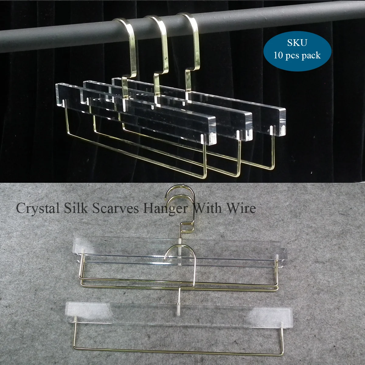 10 pcs. Pack Silk Scarves Hangers & Wardrobe Storage Holders & Acrylic Clothes Pants Hanger (Hook&Wire cololr optional)
10 pcs. Pack Silk Scarves Hangers & Wardrobe Storage Holders & Acrylic Clothes Pants Hanger (Hook&Wire cololr optional)