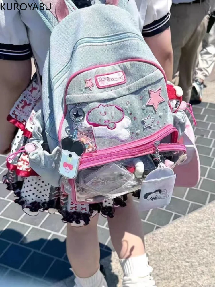 Japanese Backpacks Women Y2K Embroidery Transparent Backpack Women Large Capacity Casual Chic School Bags for College Student 
Japanese Backpacks Women Y2K Embroidery Transparent Backpack Women Large Capacity Casual Chic School Bags for College Student