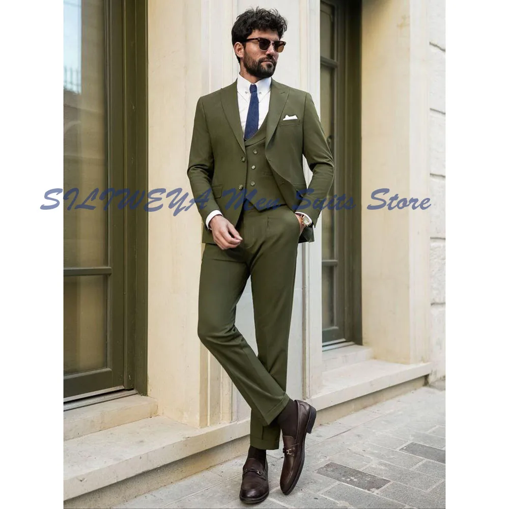 Green Mens Suit Banquet 3 Pieces Jacket Vest Pants Single Breasted Peak Lapel Fashion Classic Slim Prom Party Male Clothing
Green Mens Suit Banquet 3 Pieces Jacket Vest Pants Single Breasted Peak Lapel Fashion Classic Slim Prom Party Male Clothing