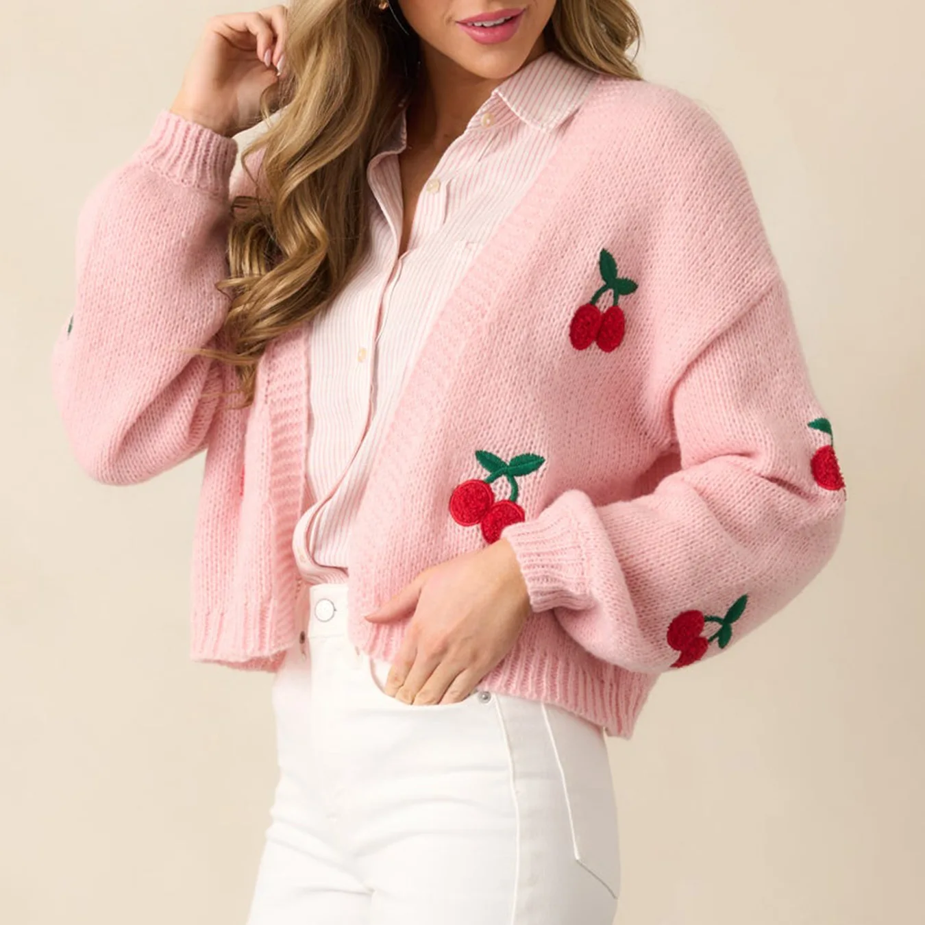 women spring Autumn Cherry Embroidered pink cardigan Sweater female Elegant Long Sleeve Knitted outerwear
women spring Autumn Cherry Embroidered pink cardigan Sweater female Elegant Long Sleeve Knitted outerwear