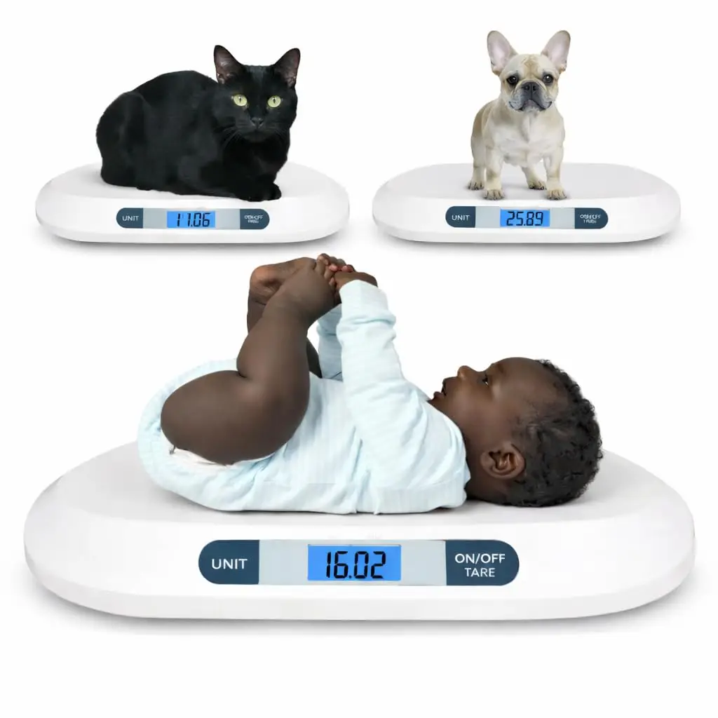 Digital Baby & Pet Scale for Newborns, Puppies & Cats - 44 lb Capacity with Hold Function
Digital Baby & Pet Scale for Newborns, Puppies & Cats - 44 lb Capacity with Hold Function