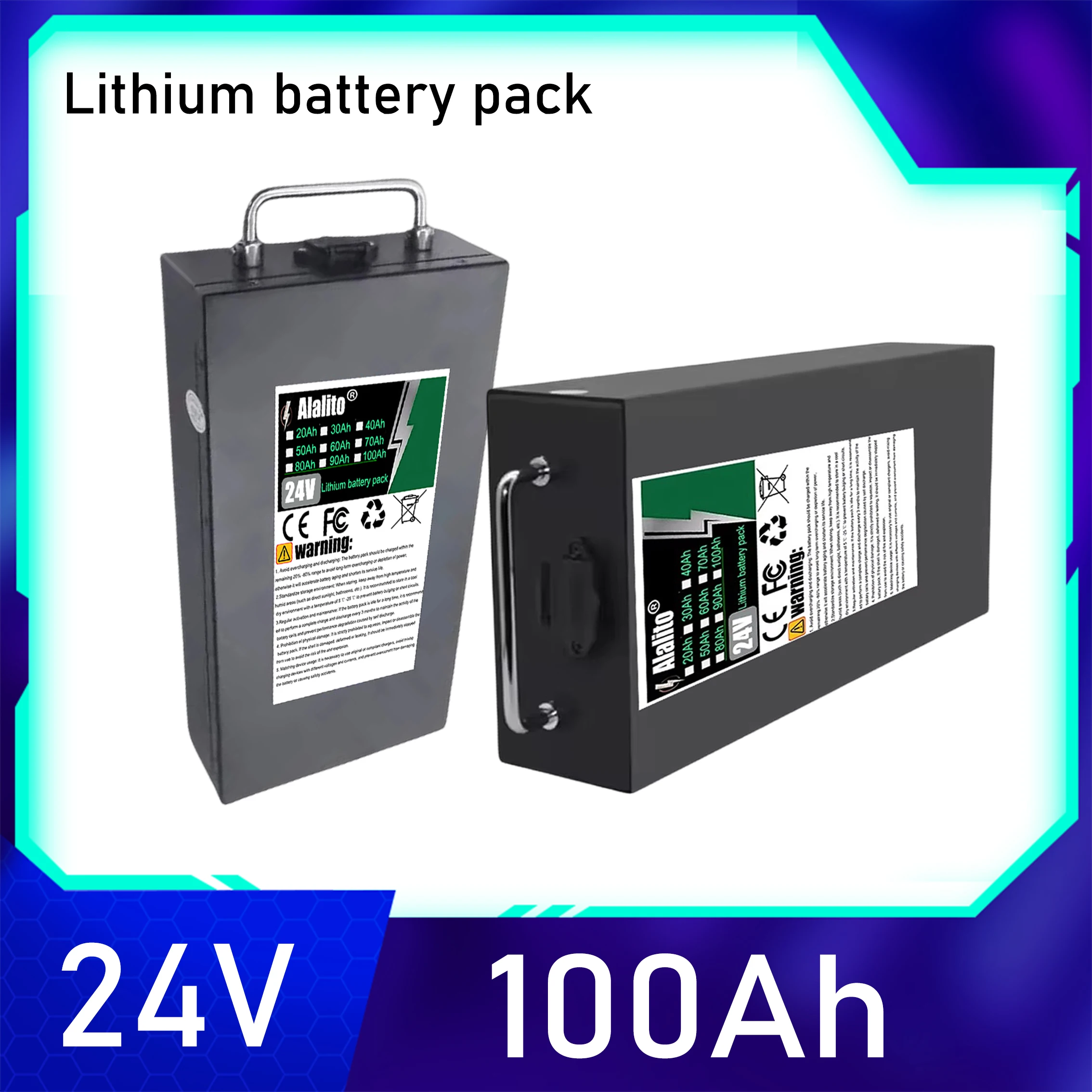 Air Express, 18650 lithium battery, 24V 20Ah-100Ah lithium battery pack, suitable for 250-2000W
Air Express, 18650 lithium battery, 24V 20Ah-100Ah lithium battery pack, suitable for 250-2000W