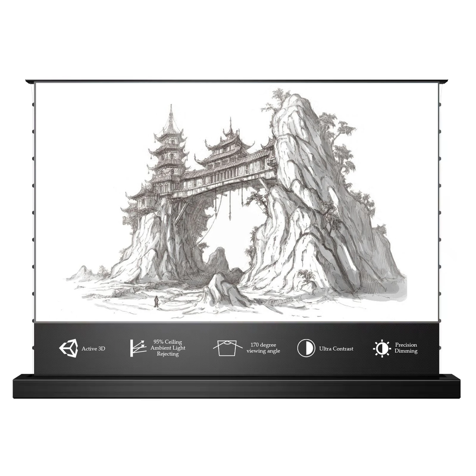 2024 MAX UHD White Cinema 3D 4K/8K Für alle Arten von Projektionsleinwänden 92 Zoll motorisierte, bodenanhebende Projektionsleinwände
2024 MAX UHD White Cinema 3D 4K/8K Für alle Arten von Projektionsleinwänden 92 Zoll motorisierte, bodenanhebende Projektionsleinwände