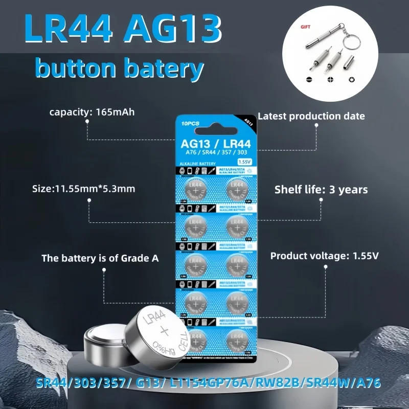 LR44 Batteries AG13 Button Cell Battery 1.5V 357 SR44 LR1154 Button Coin Batteries L1154 Battery for Watch Toys Remote
LR44 Batteries AG13 Button Cell Battery 1.5V 357 SR44 LR1154 Button Coin Batteries L1154 Battery for Watch Toys Remote