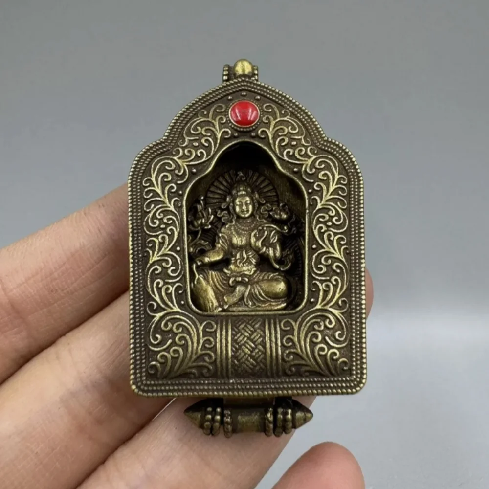 Chinese Tibetan Pure Copper Carry-on Buddhist Shrine Green Tara Gaw Box statue
Chinese Tibetan Pure Copper Carry-on Buddhist Shrine Green Tara Gaw Box statue
