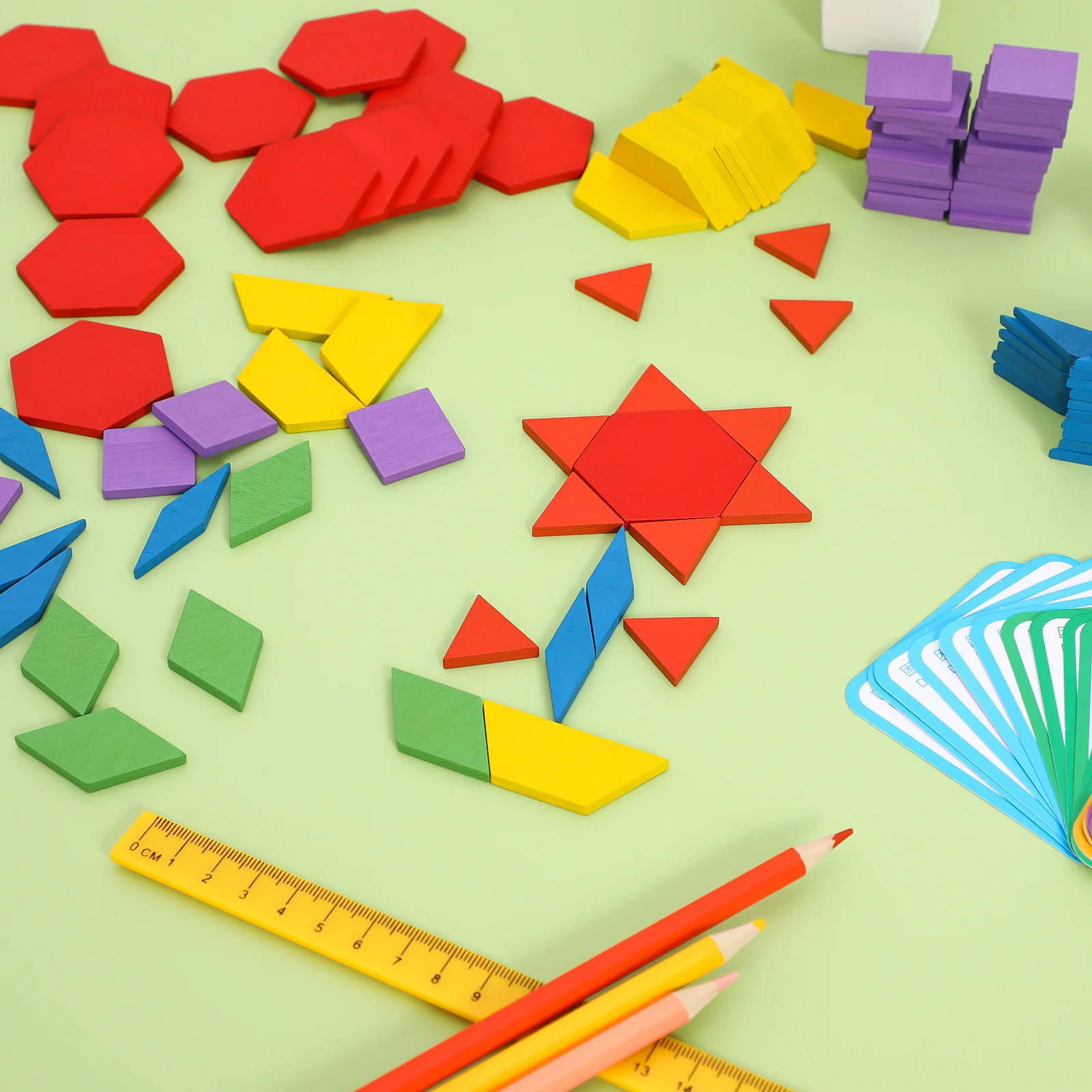 155Pcs Pattern Blocks Wooden Colorful Geometric Shapes Set Educational Preschool Learning Activities Enhance Creativity
155Pcs Pattern Blocks Wooden Colorful Geometric Shapes Set Educational Preschool Learning Activities Enhance Creativity