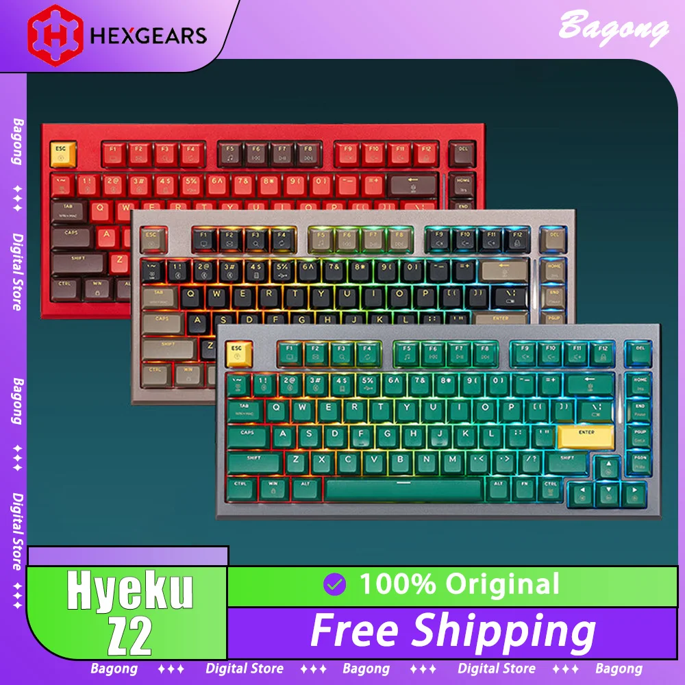 Механическая клавиатура HEXGEARS Hyeku Z2, Беспроводная игровая клавиатура из алюминиевого сплава с тремя режимами, 82 клавиши, с возможностью замены клавиш, для ПК и офиса
Механическая клавиатура HEXGEARS Hyeku Z2, Беспроводная игровая клавиатура из алюминиевого сплава с тремя режимами, 82 клавиши, с возможностью замены клавиш, для ПК и офиса