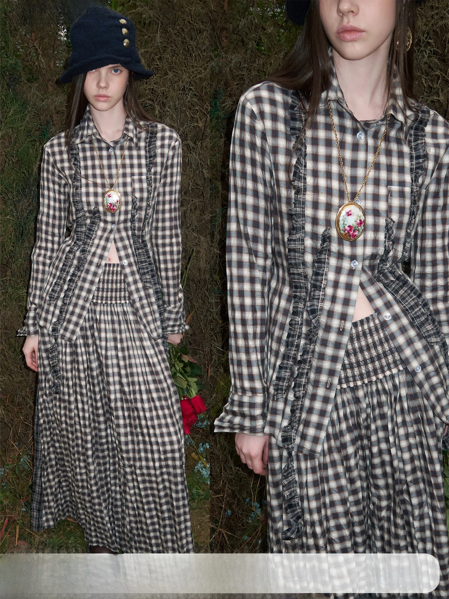 1JINN STUDIO Vintage Patchwork Pleated Shirt Women's Plaid Color Block Loose Long Skirt Fashion Set Spring Season
1JINN STUDIO Vintage Patchwork Pleated Shirt Women's Plaid Color Block Loose Long Skirt Fashion Set Spring Season
