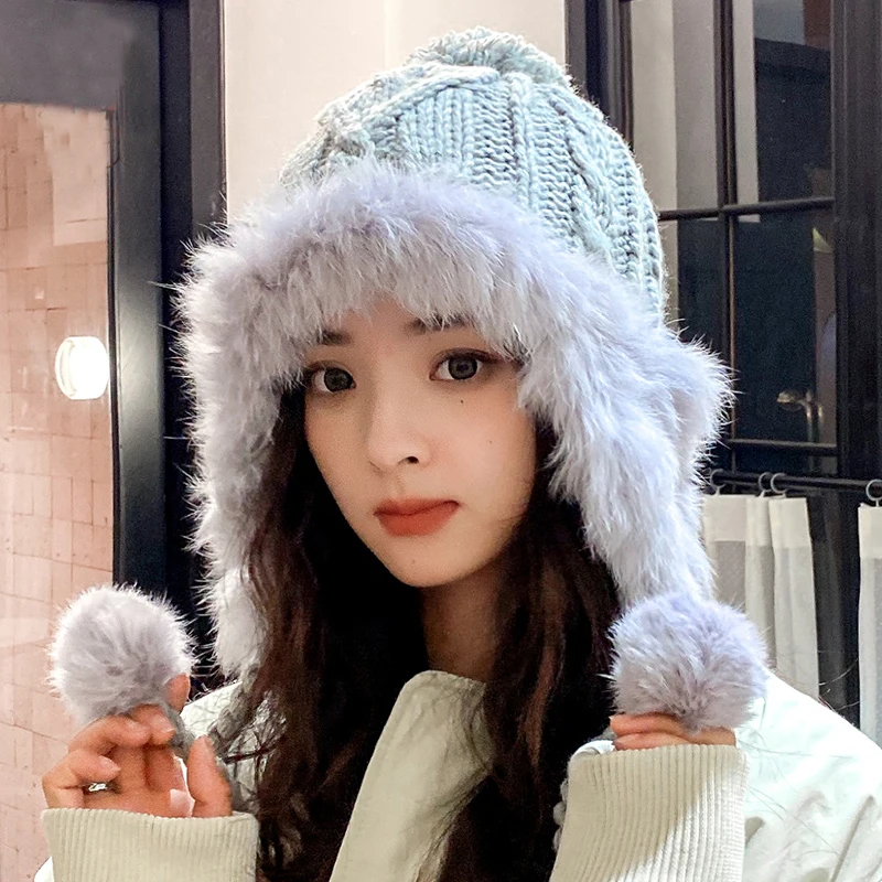 New winter hat furry rabbit hair knitted hat ear protection hat double thick cycling warm all matching Lei Feng hat
New winter hat furry rabbit hair knitted hat ear protection hat double thick cycling warm all matching Lei Feng hat