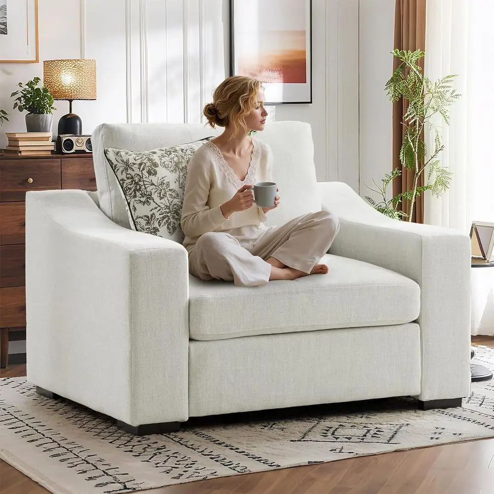Oversized Linen Fabric Accent Chair: Comfortable Single Sofa for Reading, Living Room, Bedroom, or Office in Ivory
Oversized Linen Fabric Accent Chair: Comfortable Single Sofa for Reading, Living Room, Bedroom, or Office in Ivory