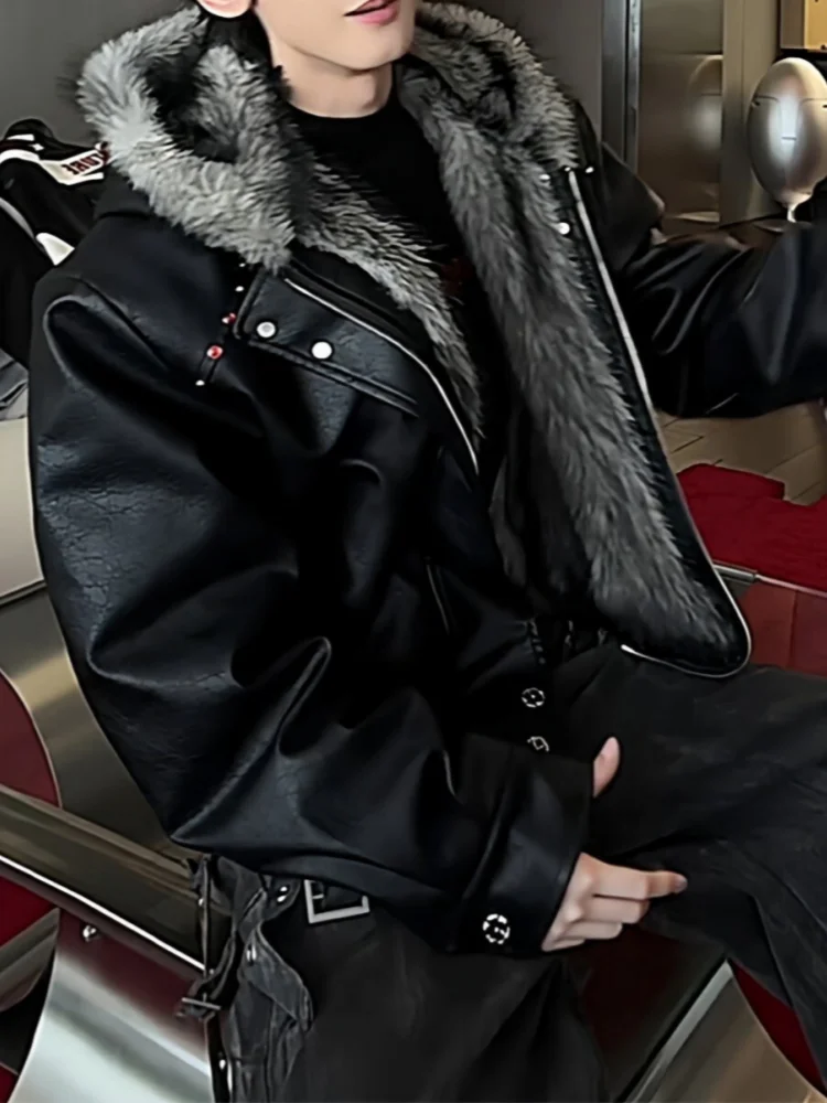 American Sle Thiened Hooded Men's Cotton Jaet Leather Vest Winter Warm Faionable Fur Collar Coat with Side kets
American Sle Thiened Hooded Men's Cotton Jaet Leather Vest Winter Warm Faionable Fur Collar Coat with Side kets