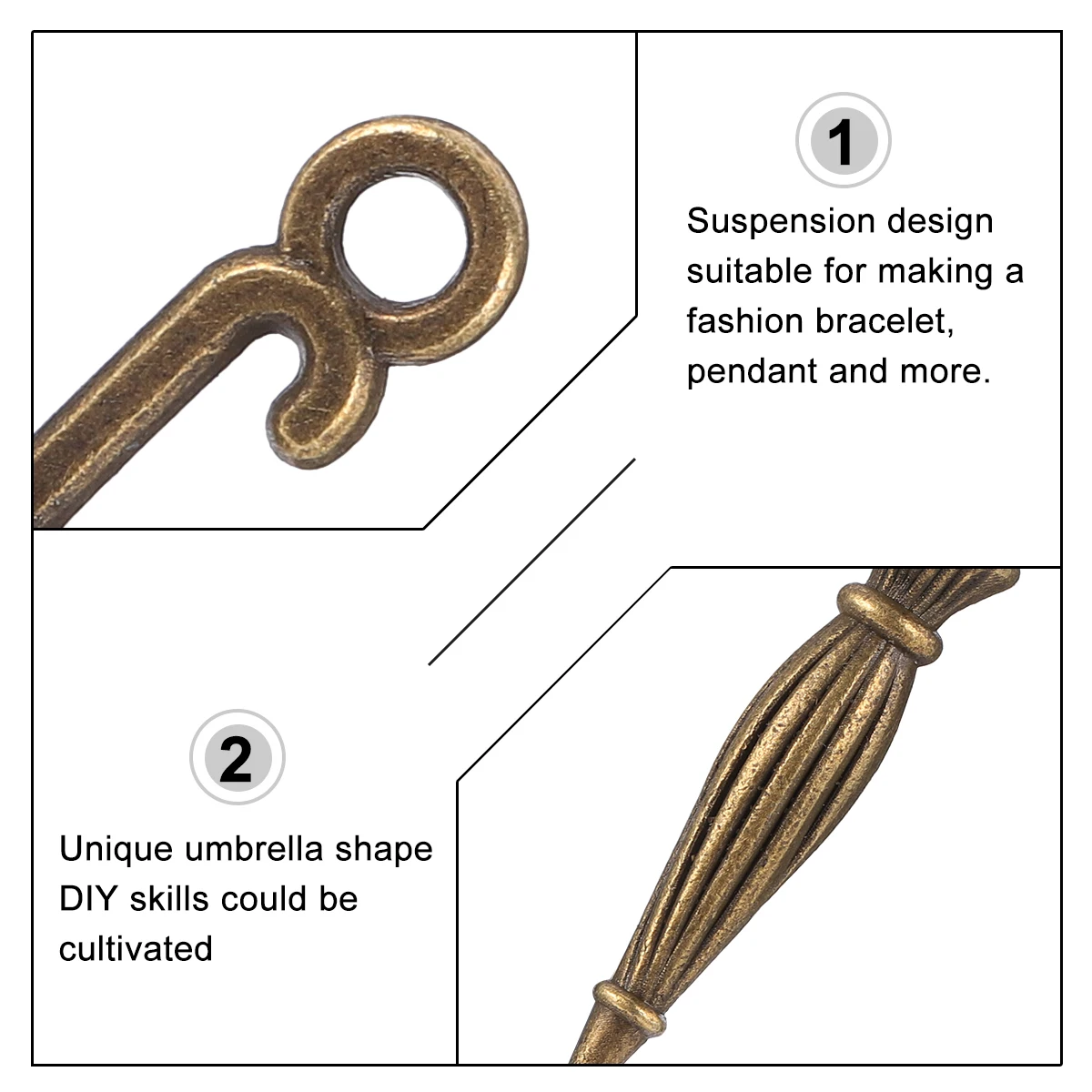 50 Pcs Alloy Accessories Jewelry Making Charms Set Zinc Umbrella Pendant Charm Charms Vintage Style for Bracelet
50 Pcs Alloy Accessories Jewelry Making Charms Set Zinc Umbrella Pendant Charm Charms Vintage Style for Bracelet