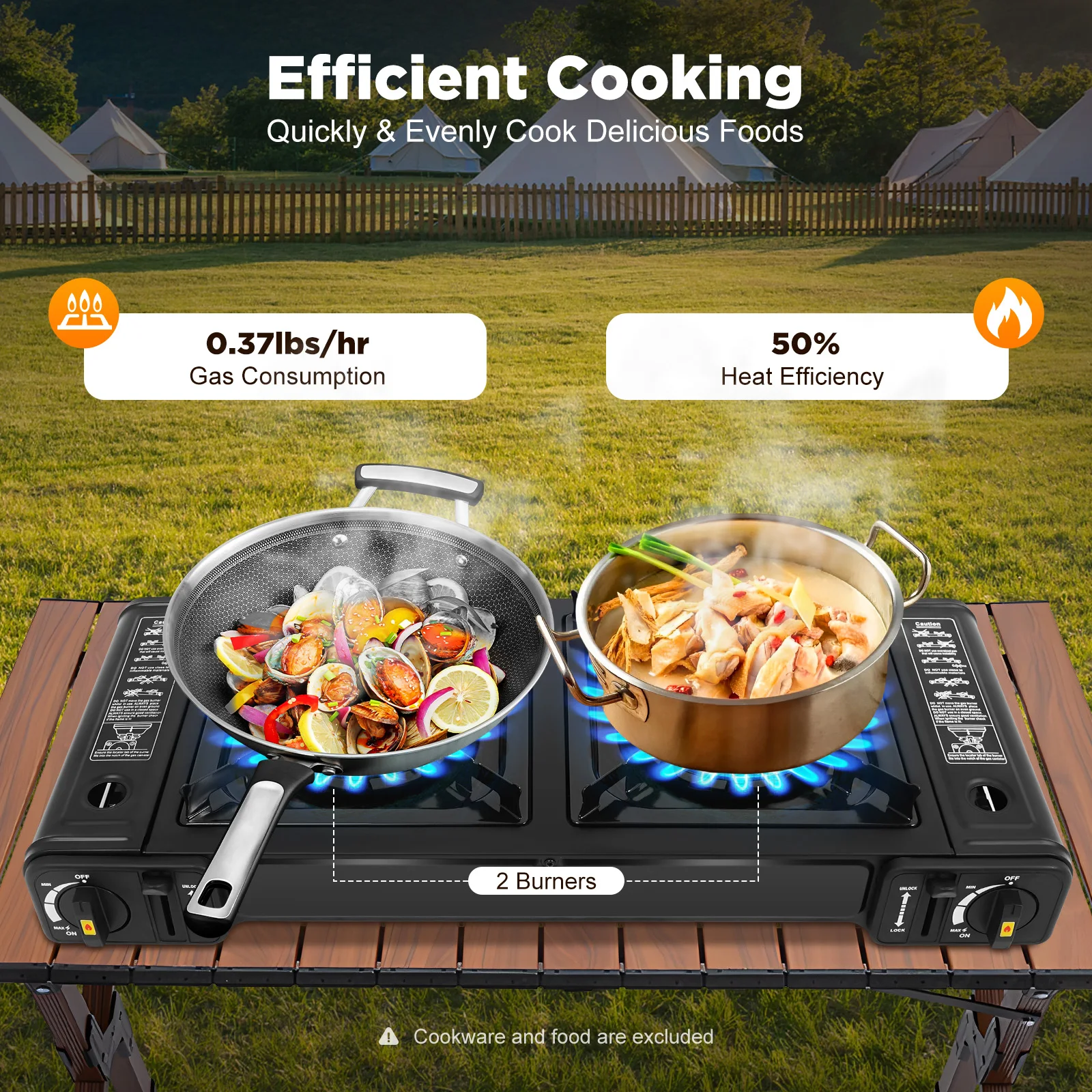 Double Head Camping Stove with Carrying Case Outdoor Travel Cooker Burner Camping Frying Pan Barbecue Cooking Stove 64*27.8*8cm
Double Head Camping Stove with Carrying Case Outdoor Travel Cooker Burner Camping Frying Pan Barbecue Cooking Stove 64*27.8*8cm