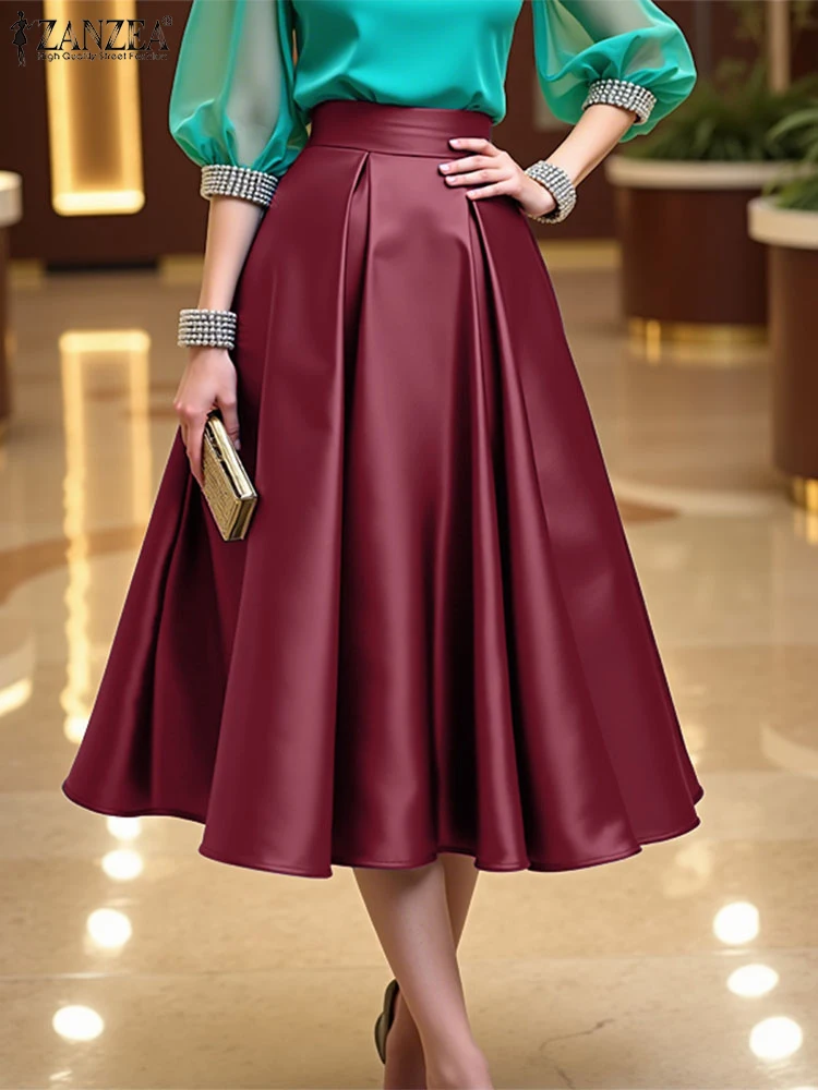 2025 ZANZEA Elegant High Waist Party Satin Skirts Summer Women Fashion A-line Work OL Skirt Jupe Vestidos Solid Midi Faldas Saia
2025 ZANZEA Elegant High Waist Party Satin Skirts Summer Women Fashion A-line Work OL Skirt Jupe Vestidos Solid Midi Faldas Saia