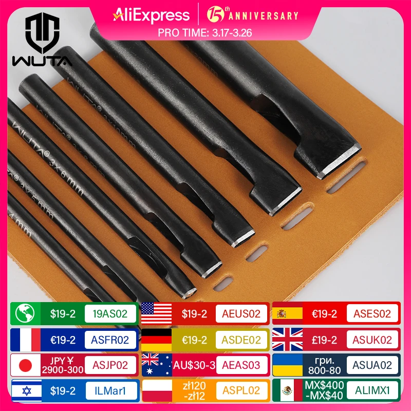 WUTA 1pc 가죽 타원형 벨트 구멍 펀처, 타원형 구멍 스트랩, 시계 밴드 플랫 펀치, 헤비 듀티 할로우 펀치 공예 도구, 2-5mm, 33 사이즈