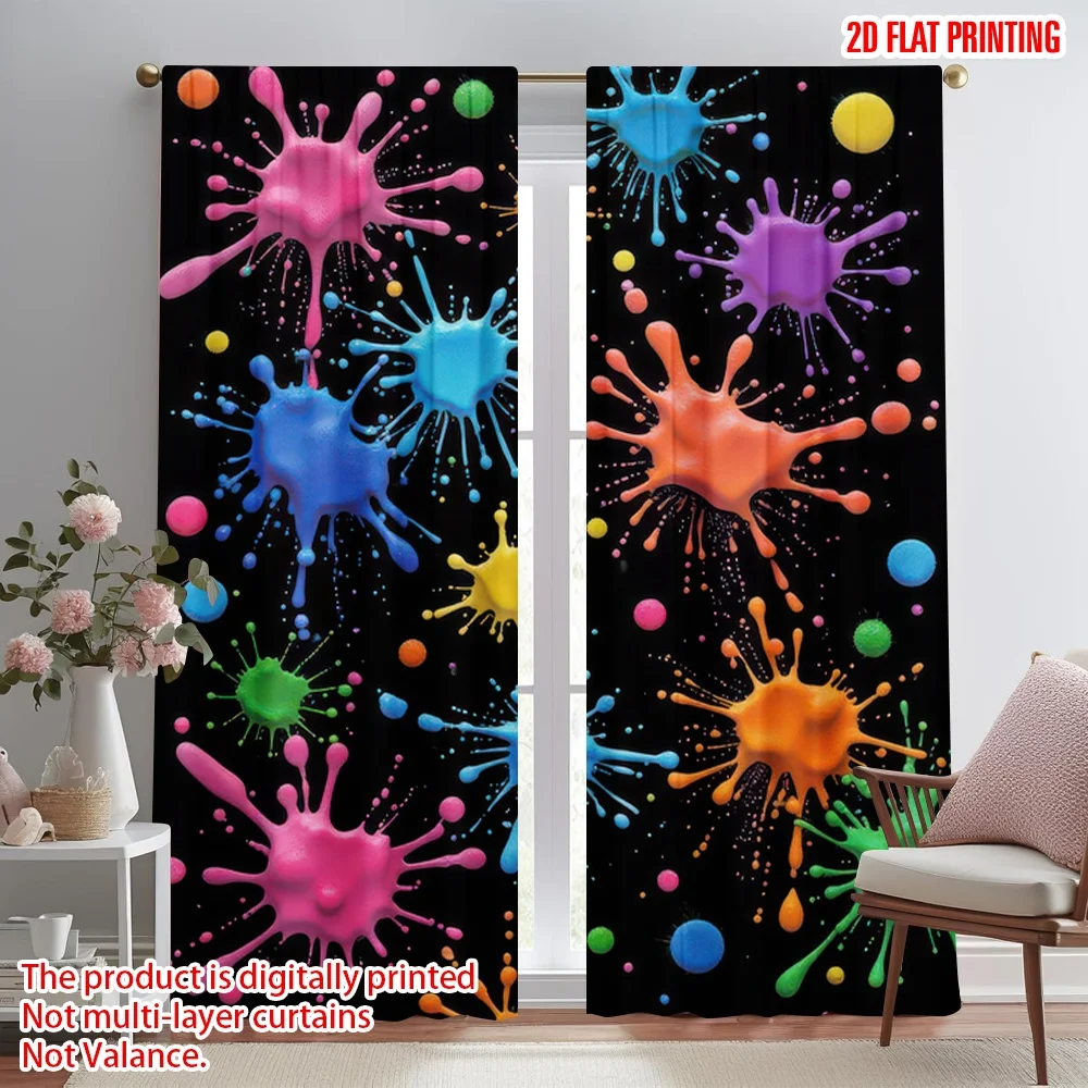 2D flat printing 2pcs Curtains Colorful Paint Splatters Digital Printed Polyester Drapes Festive Wall Decor Use for Bedroom
2D flat printing 2pcs Curtains Colorful Paint Splatters Digital Printed Polyester Drapes Festive Wall Decor Use for Bedroom