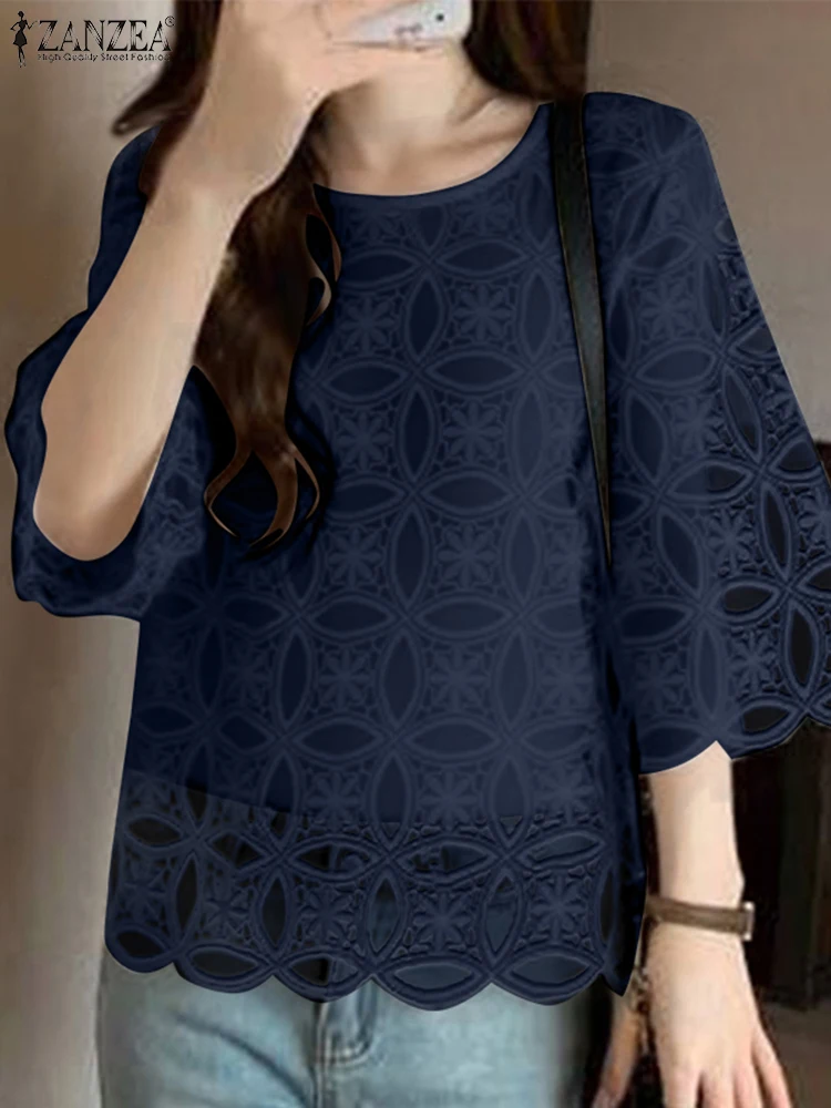 ZANZEA Summer Elegant Blouse 2025 Women OL Tops 3/4 Sleeve Lace Patchwork Tee See-through Hollow Out Blusas Streetwear Tunic
ZANZEA Summer Elegant Blouse 2025 Women OL Tops 3/4 Sleeve Lace Patchwork Tee See-through Hollow Out Blusas Streetwear Tunic