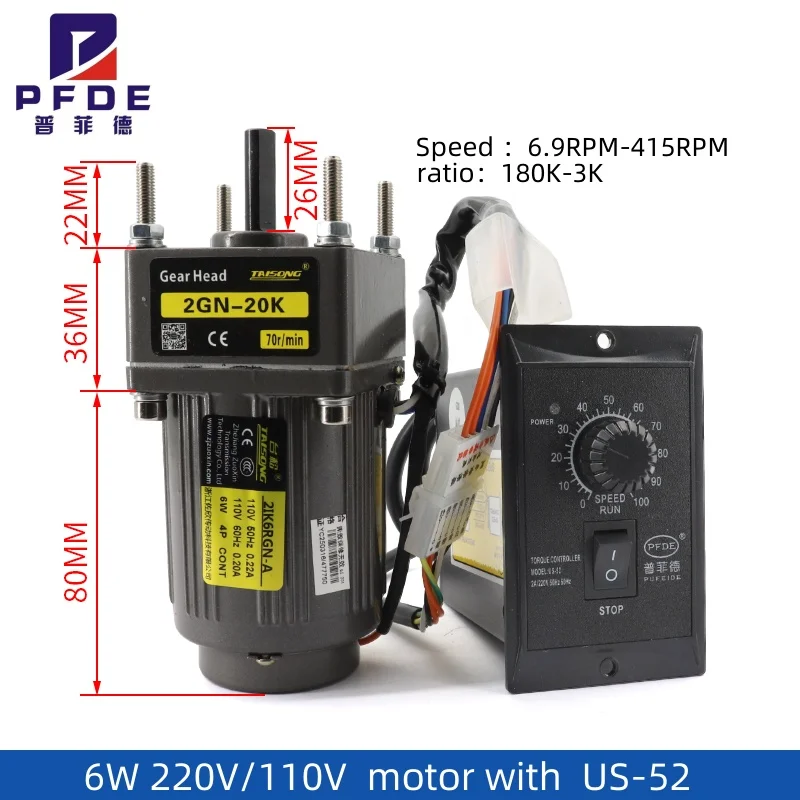 6W 110v/220V AC Gear Reducer Motor 6.9RPM-415RPM 2IK6GN-C with Speed Regulator CW CCW Sing Table motorle-Phase Motors
6W 110v/220V AC Gear Reducer Motor 6.9RPM-415RPM 2IK6GN-C with Speed Regulator CW CCW Sing Table motorle-Phase Motors