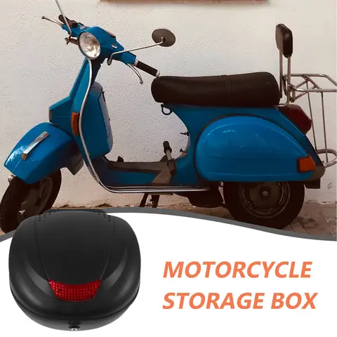 Motorcycle Top Case Plastic Rainproof Reflective Design Large Capacity Motorcycle Tail Box Electric Bike Storage