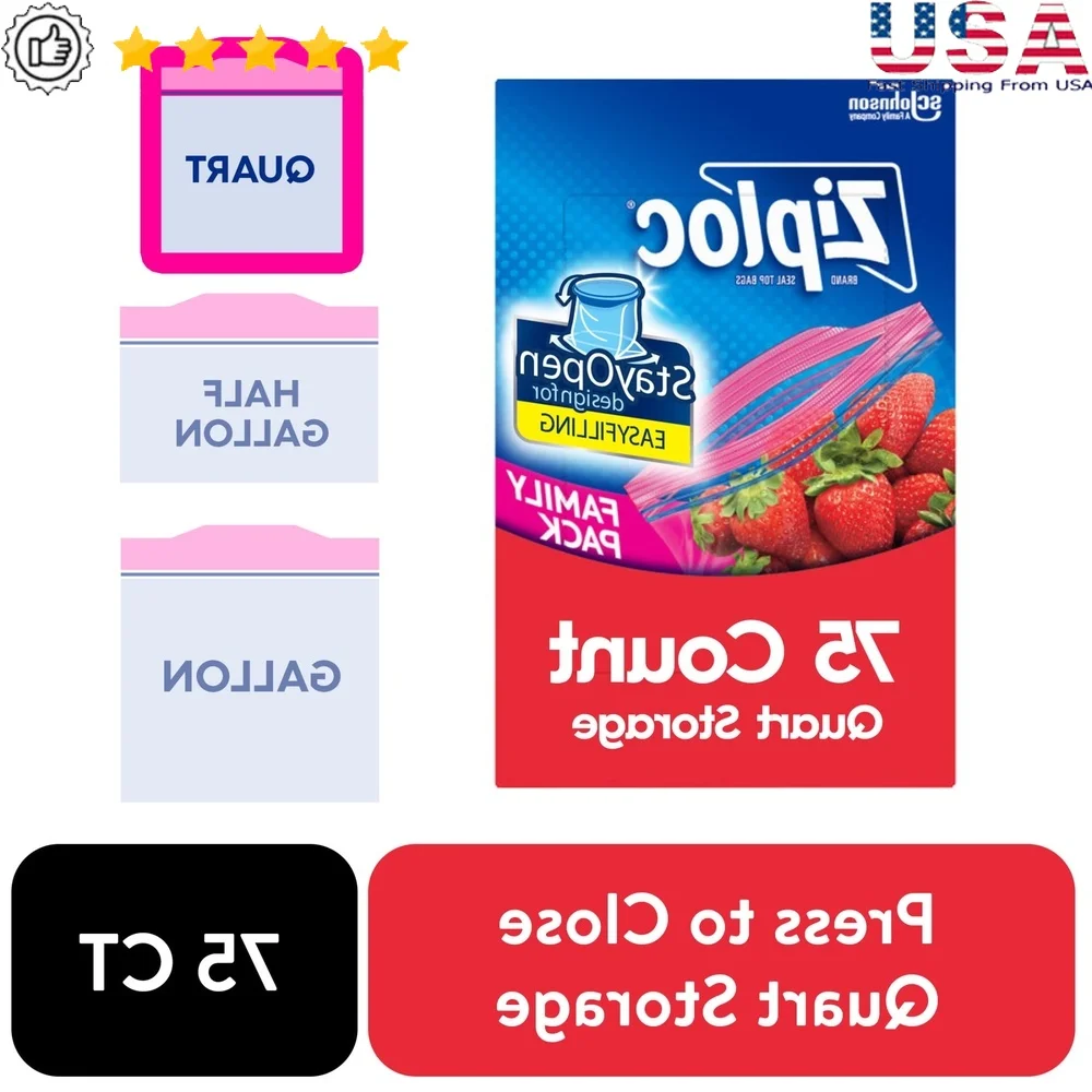 Storage Bags with Grip Seal Technology 75 Count Stand Up Design Food Prep and Storage Reusable Pop Resistant Seal Ideal Fruits
Storage Bags with Grip Seal Technology 75 Count Stand Up Design Food Prep and Storage Reusable Pop Resistant Seal Ideal Fruits