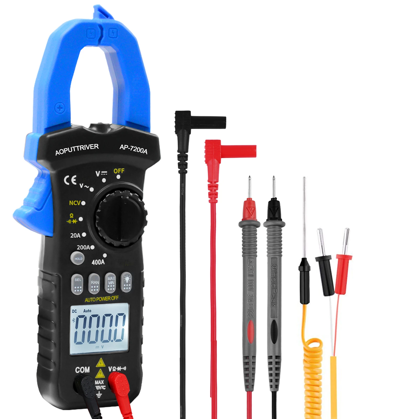 AC TRUE-RMS CLAMP MULTIMETER 1999 COUNTS measure DC & AC voltage,AC current,resistance,Non Contact AC Voltage (NCV) AP-7200A
AC TRUE-RMS CLAMP MULTIMETER 1999 COUNTS measure DC & AC voltage,AC current,resistance,Non Contact AC Voltage (NCV) AP-7200A