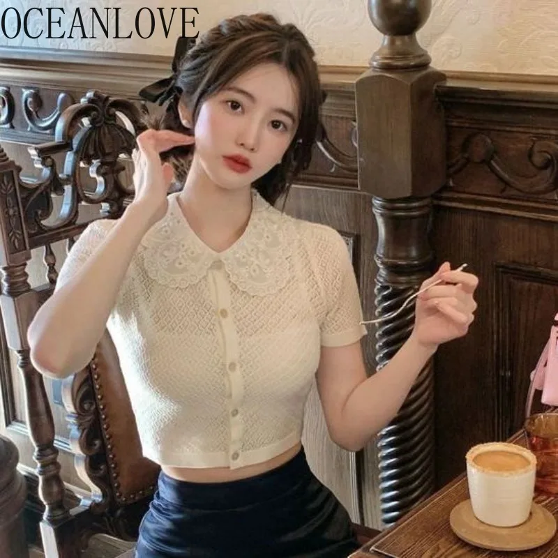 OCEANLOVE Short Cardigans Sweet Peter Pan Collar Spring Summer Sweet Women Sweaters Thin Korean Fashion Solid Knitwear Tops
OCEANLOVE Short Cardigans Sweet Peter Pan Collar Spring Summer Sweet Women Sweaters Thin Korean Fashion Solid Knitwear Tops
