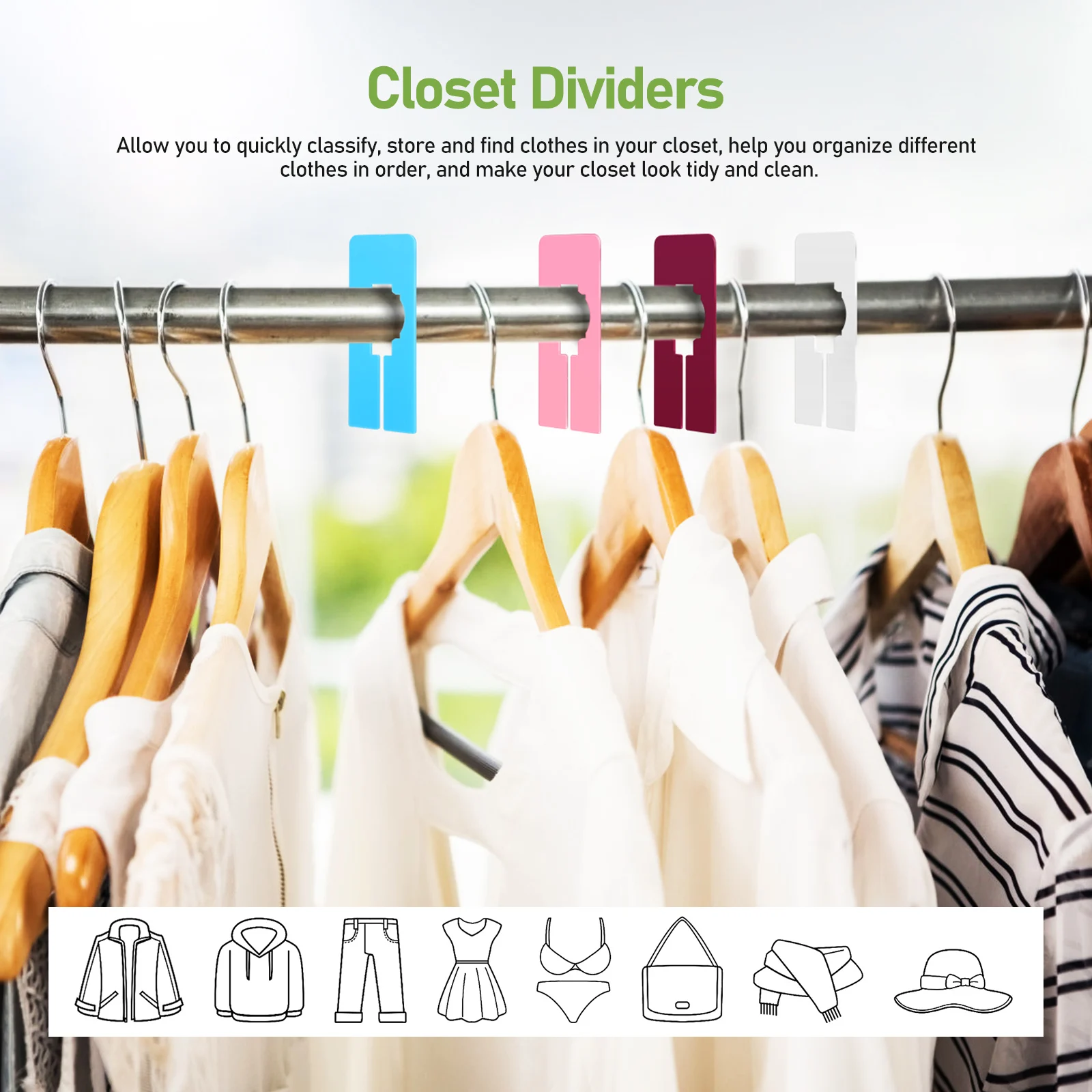 30 Pcs Size Separator Clothing Dividers for Racks Hanger Closet Plastic Clothes Shelf Shirt Wardrobe
30 Pcs Size Separator Clothing Dividers for Racks Hanger Closet Plastic Clothes Shelf Shirt Wardrobe