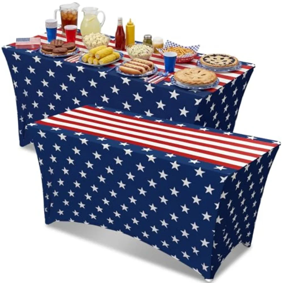 2 Pcs Patriotic Tablecloths 4th of July Decorations 6 Feet Memorial Day Red White Blue Star Spandex Tablecloths for 250th Anniv
2 Pcs Patriotic Tablecloths 4th of July Decorations 6 Feet Memorial Day Red White Blue Star Spandex Tablecloths for 250th Anniv