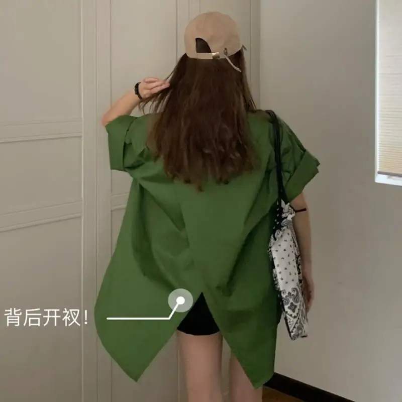 Women Summer Simplicity Loose Office Lady Solid Color Polo Collar Short Sleeve Shirts Ladies Fashion Trend All-match Casual Tops
Women Summer Simplicity Loose Office Lady Solid Color Polo Collar Short Sleeve Shirts Ladies Fashion Trend All-match Casual Tops