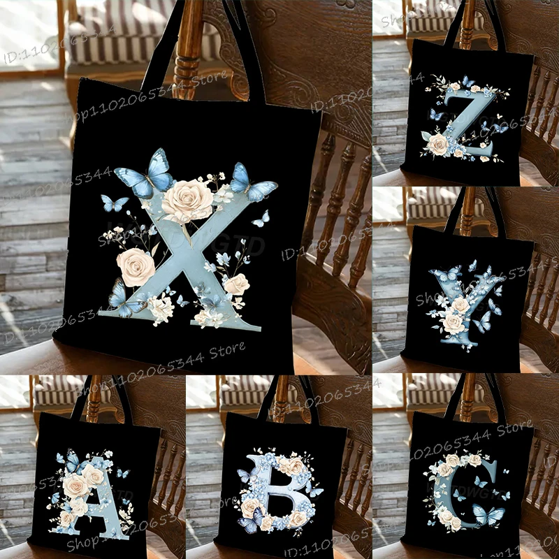 Casual Canvas 26 Blue Alphabet Floral Butterfly Graphics Tote Bags Women Fashion Vintage Y2K Shopping Bags Women's Handbag
Casual Canvas 26 Blue Alphabet Floral Butterfly Graphics Tote Bags Women Fashion Vintage Y2K Shopping Bags Women's Handbag