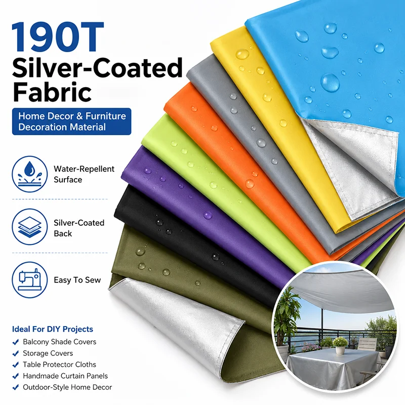 3/5Meters*148cm 190T Silver Coated Waterproof Fabric for Outdoor Furniture Cover Patio Cushion Sunshade DIY Home Sewing Material
3/5Meters*148cm 190T Silver Coated Waterproof Fabric for Outdoor Furniture Cover Patio Cushion Sunshade DIY Home Sewing Material